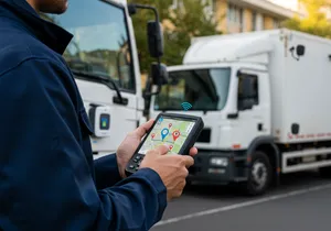 Modern GPS tracking device showing real-time location data Modern GPS tracking device showing real-time location data